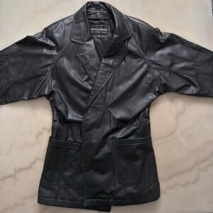 Wilsons Leather Vintage 90s Asymmetrical Zip Batwing Moto Jacket Size S